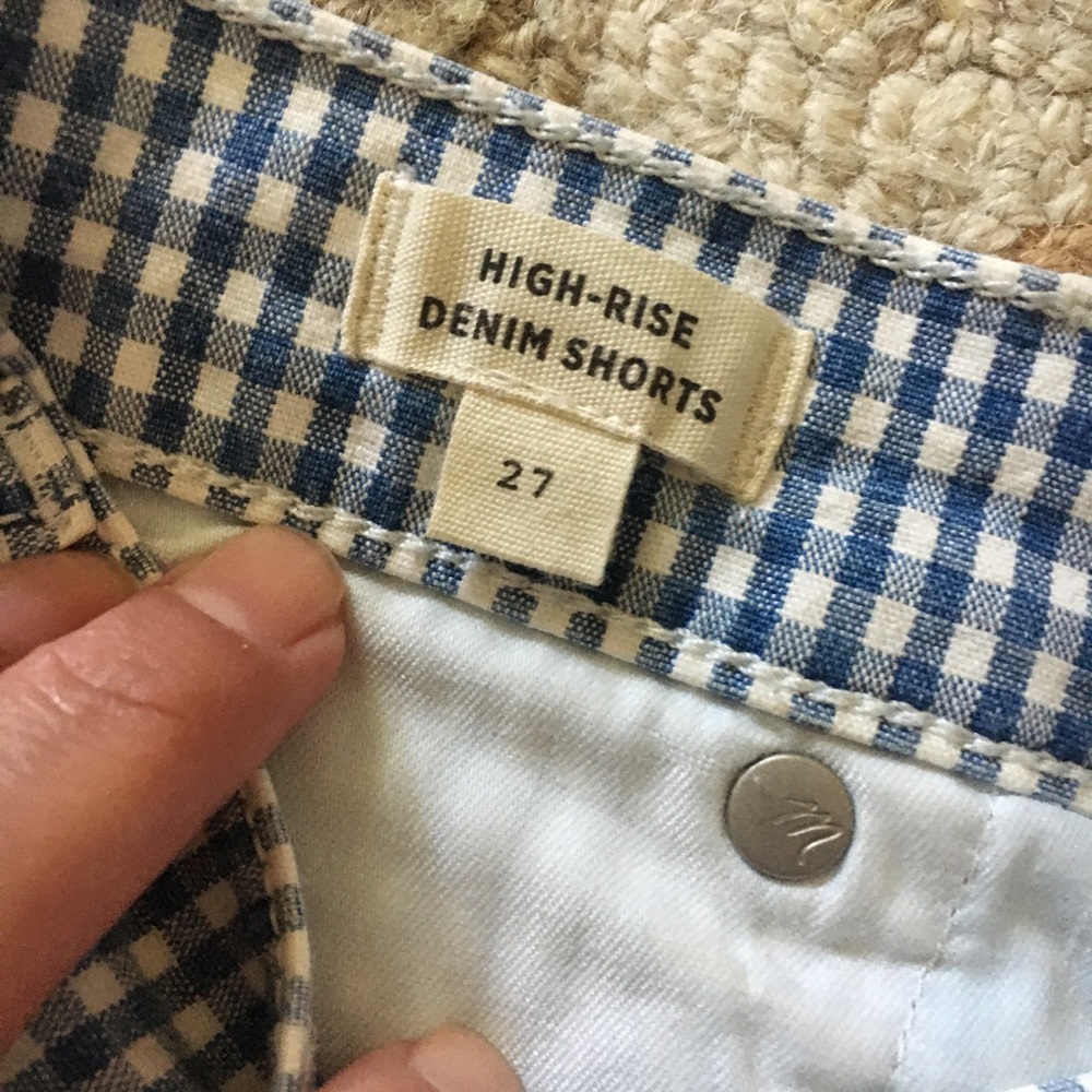 Madewell high rise denim blue white gingham short size 27 - Picture 6 of 8